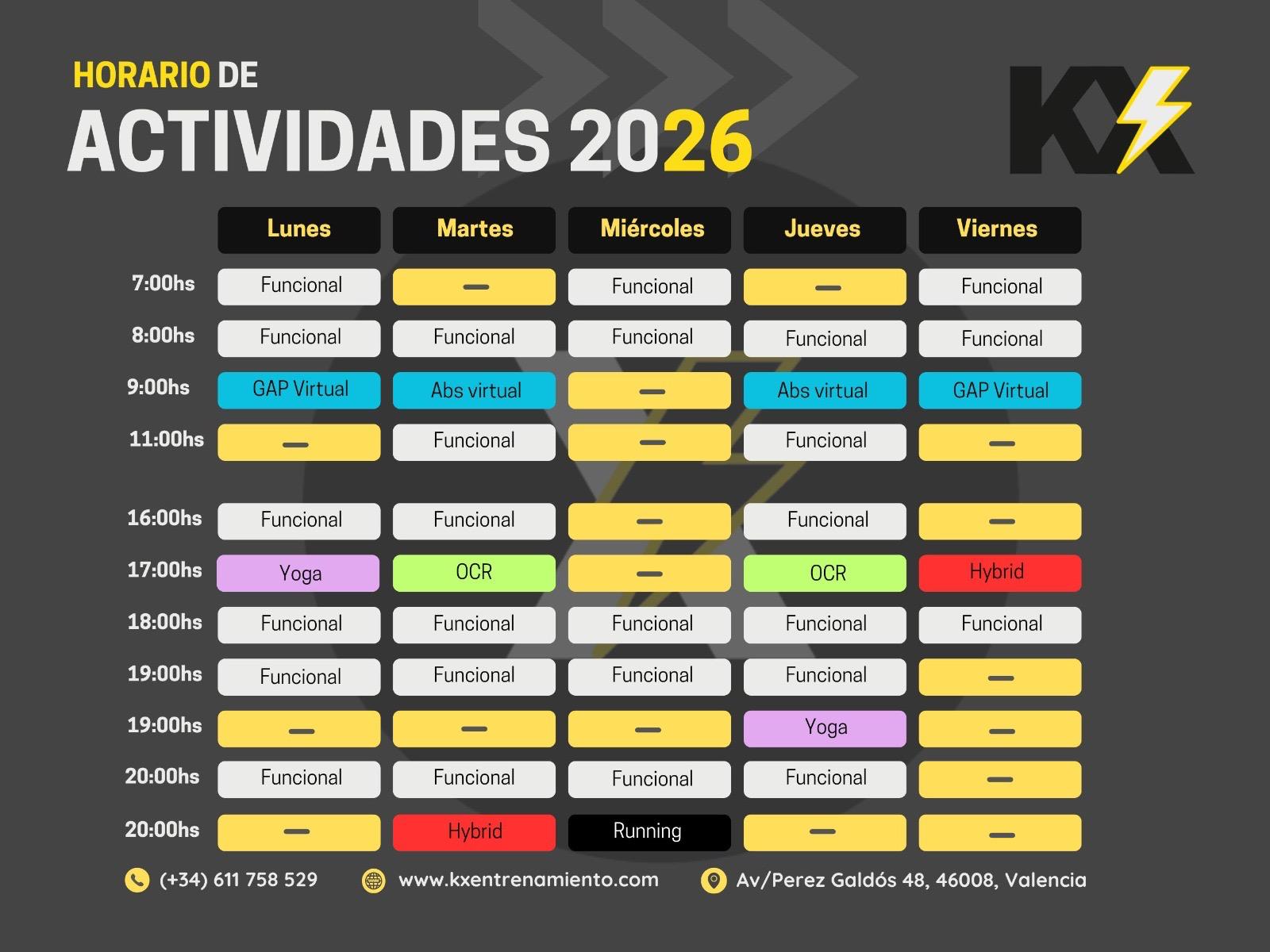 horarios 2026